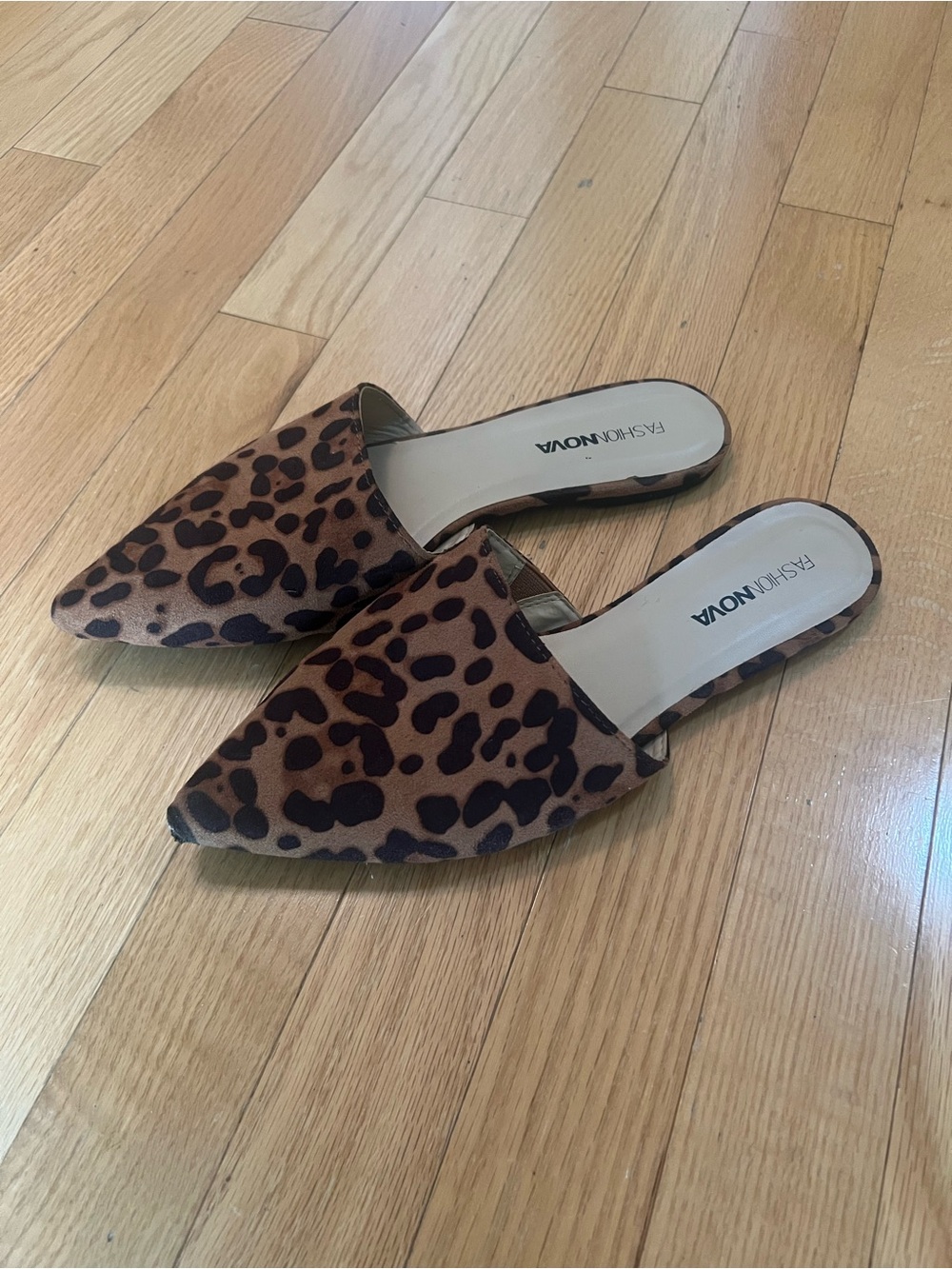 Fashion Nova Leopard-Print Pointed Mule Slides - Brown/Black